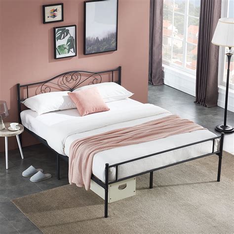 platform bed frame with metal brackets|full size metal platform beds.